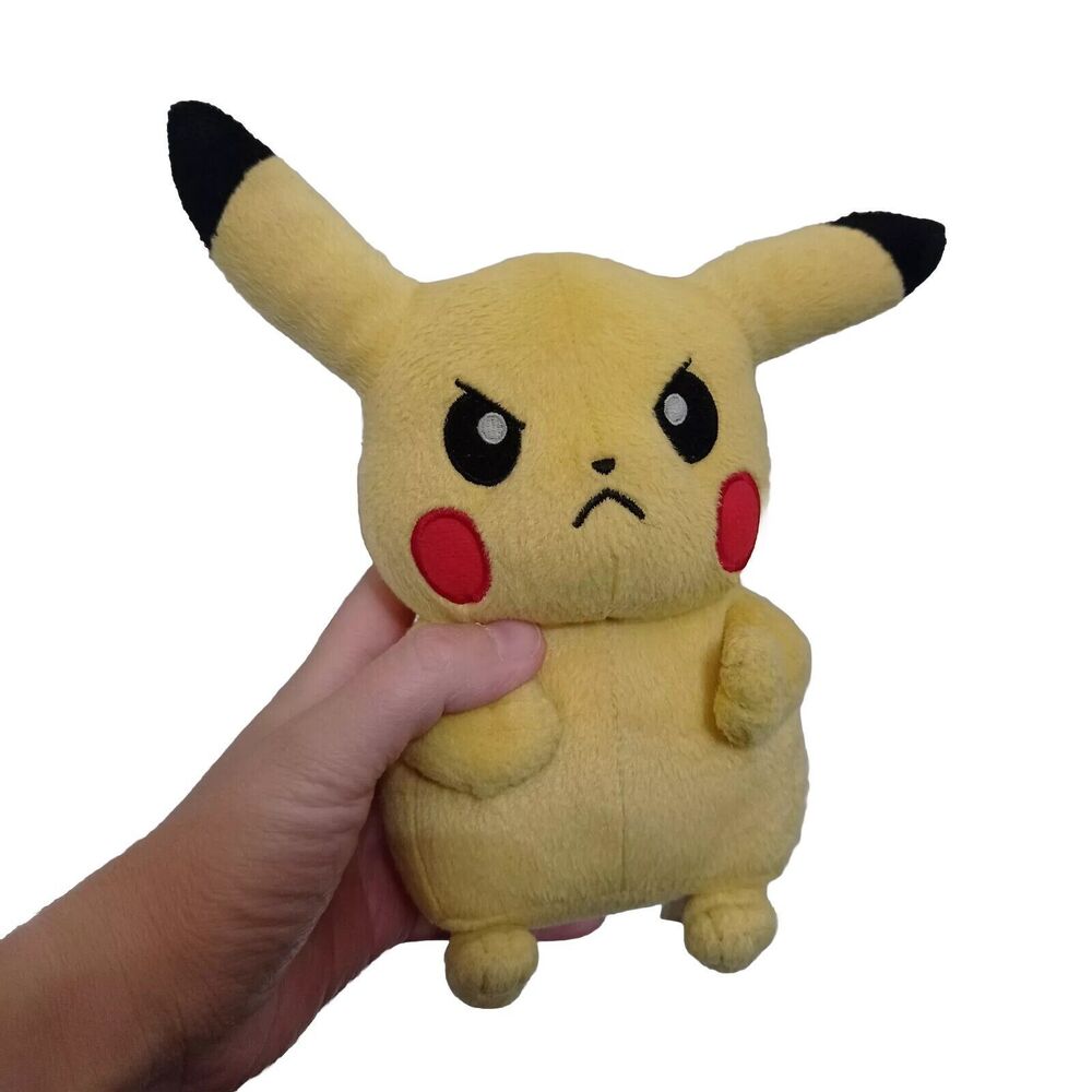 Tomy Pokemon Pikachu 9" Angry Mad Face Plush Stuffed toy Doll Collectible